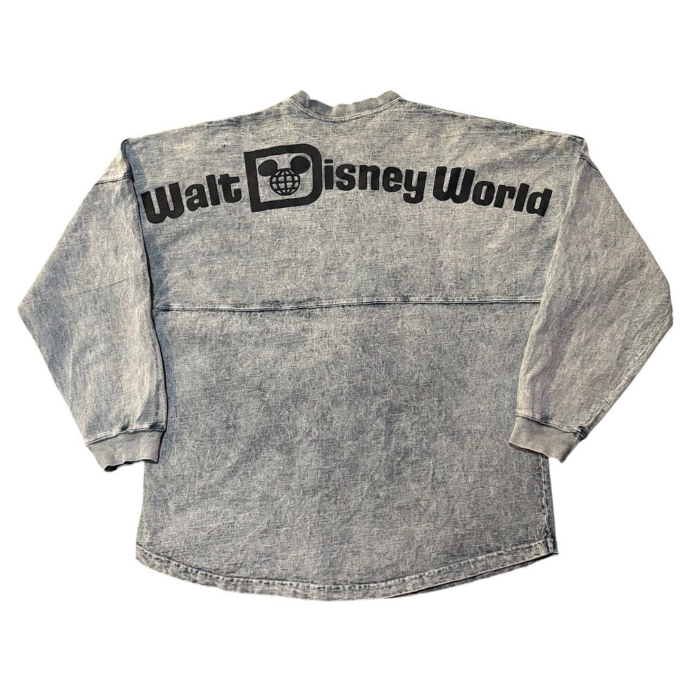 Disney Parks Walt Disney World Spirit Jersey Large Gray Acid Wash Long Sleeve L